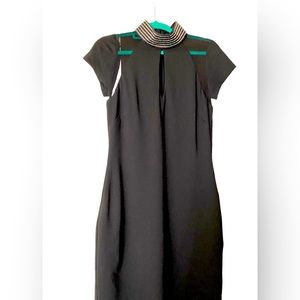 Bebe Black Little Dress/ Bebe Rhinestone Neck Dress size M